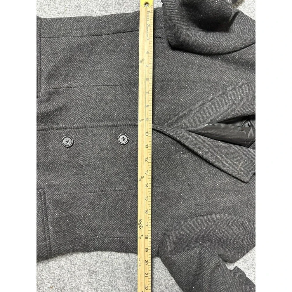 Banana Republic Coat Mens S Black Wool Herringbone Tweed Overcoat Lined
